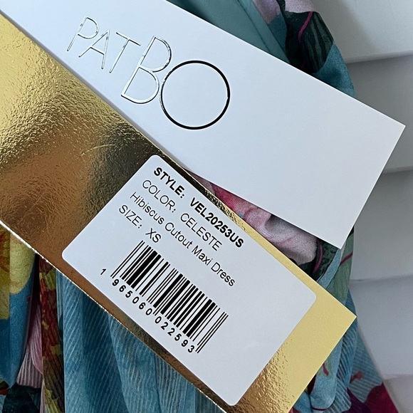 PatBO "Hibiscus" chiffon maxi dress - light blue XS - New never used - Picture 7 of 9